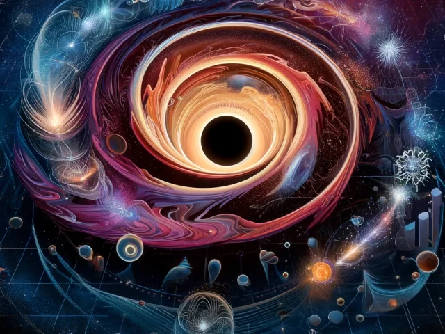 DALL·E 2024-04-11 07.02.48 - Create a visually intriguing illustration that embodies the abstract concepts and steps involved in the formation of a black hole, integrating both ge