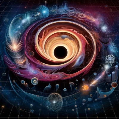 DALL·E 2024-04-11 07.02.48 - Create a visually intriguing illustration that embodies the abstract concepts and steps involved in the formation of a black hole, integrating both ge